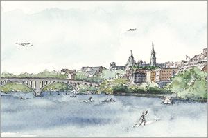 The Georgetown Waterfront print by MEMullin