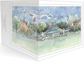 The National Mall. WWII Memorial to the Lincoln Memorial wraparound notecard by MEMullin