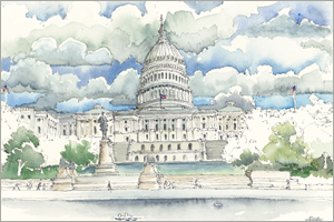 The West Front of the Capitol with the Grant Memorial print by MEMullin
