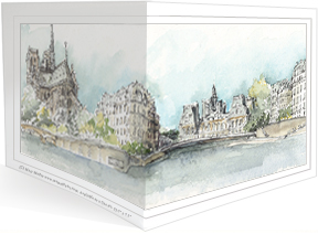 MEMullinArt - Along the Seine, Notre Dame, Pareis Wraparound Notecard