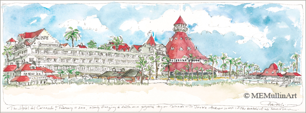 The Hotel Del Coronado print by Mary Mullin